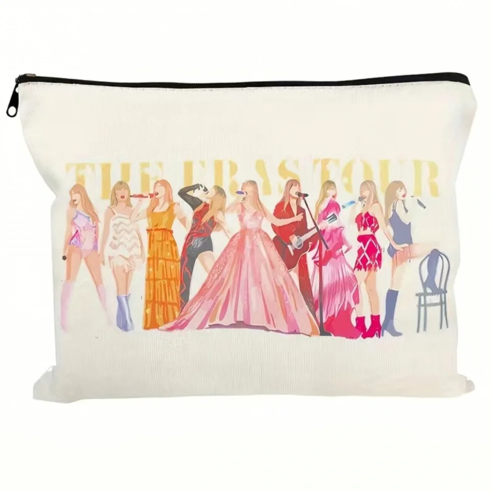 Cosmetic/ Travel Bag with Zipper & Print of Taylor Swift’s Eras Looks NEW